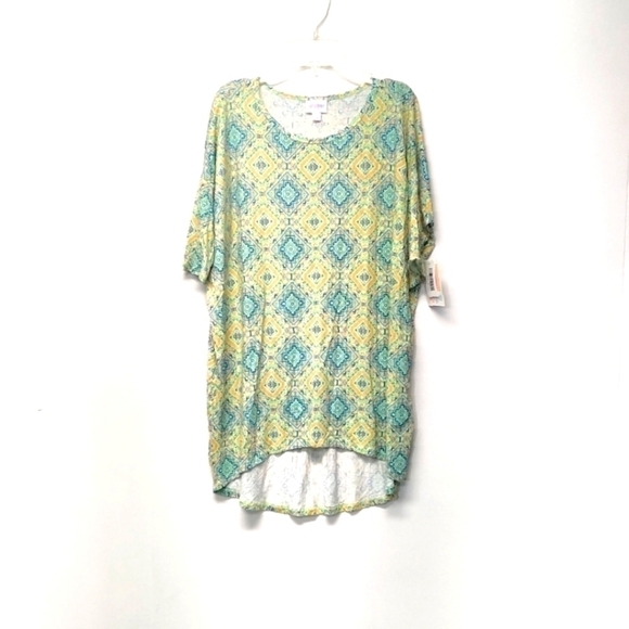 Lula Roe women's tee blouse shorts sleeves high low multi color Size: S - Picture 1 of 8